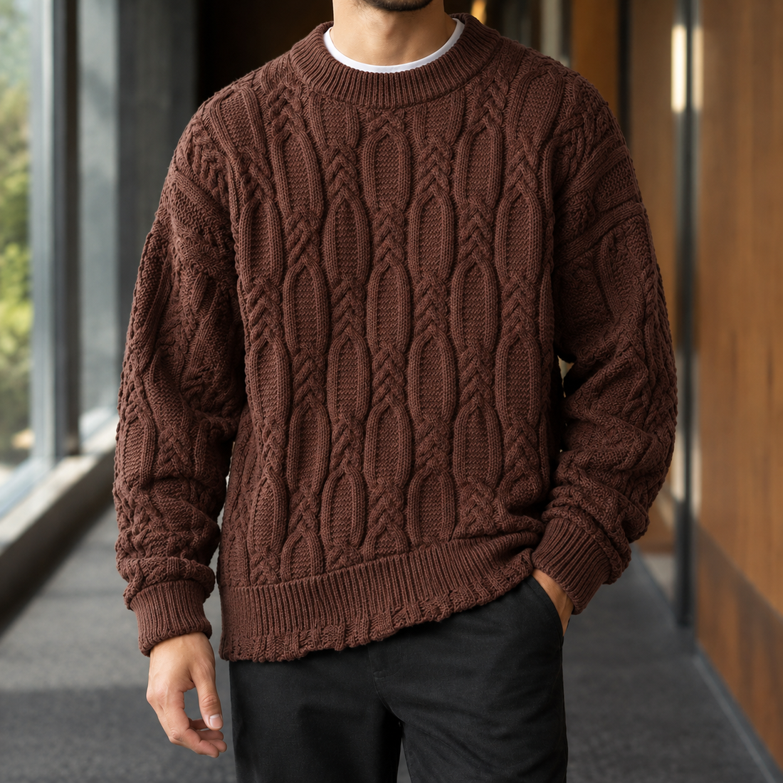 Fulbert Cable Sweater - Coffee