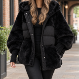 Lydia Plush Panel Jacket - Black