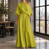 Clarisse Off-Shoulder Set - Yellow Green