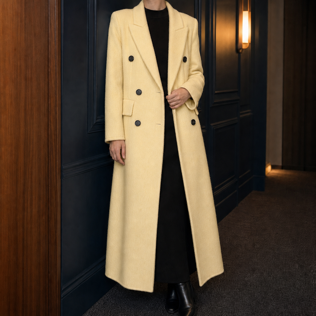 Danielle Double-Breasted Coat - Yellow