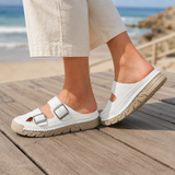 Ricciardi Buckle Mules - White