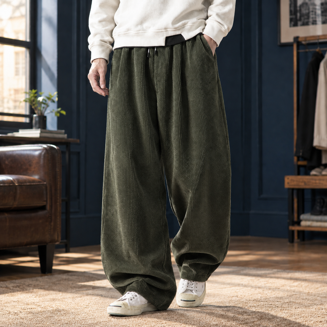 Frederick Wide Leg Pants - Army Green