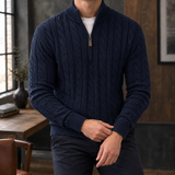 Martin Cable Knit Sweater - Navy Blue