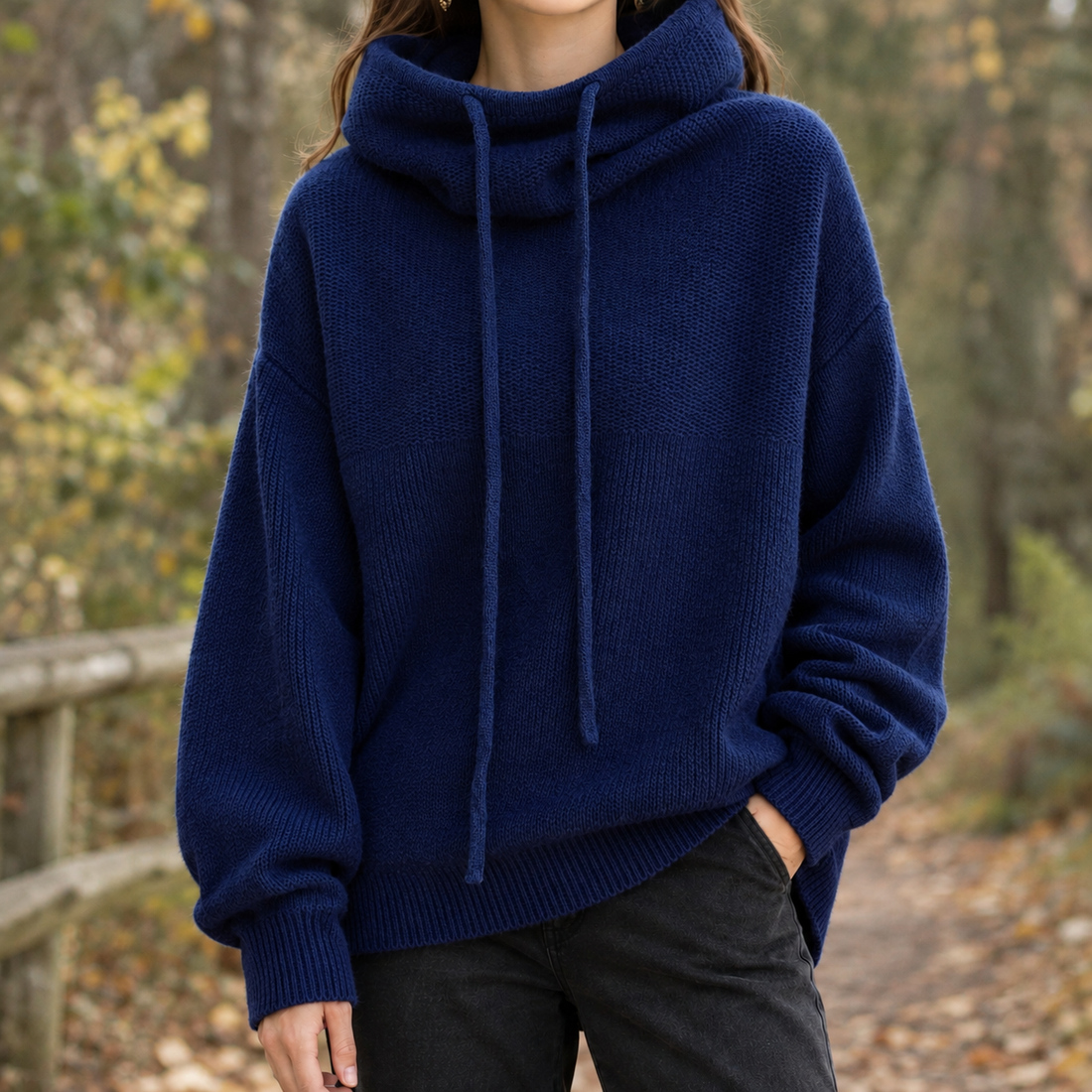 Ines Cowl Neck Sweater - Blue