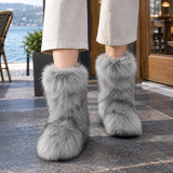 Perugia Plush Boots - Light Gray
