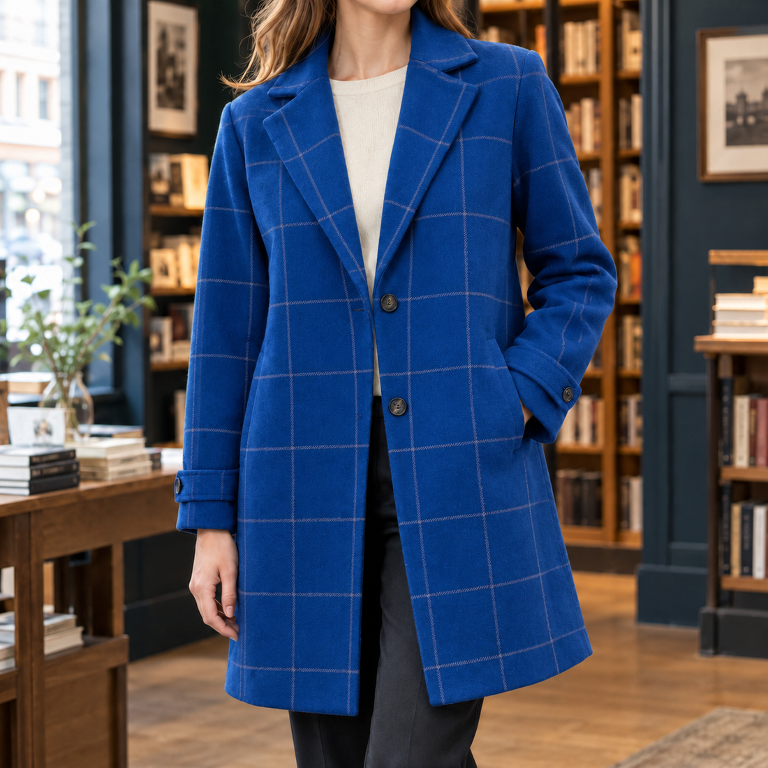 Victoria Plaid Coat - Blue