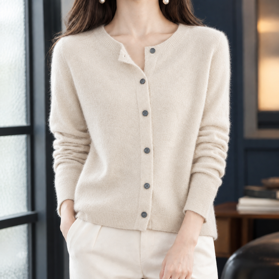 Eva Wool Cardigan - Beige