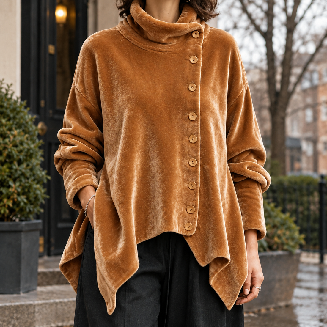 Maya Velvet Cardigan - Brown