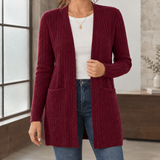 Aurelia Ribbed Cardigan - Burgundy