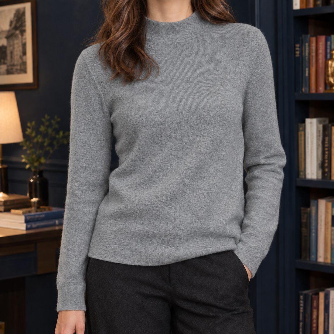 Estella Mock Neck Sweater - Gray