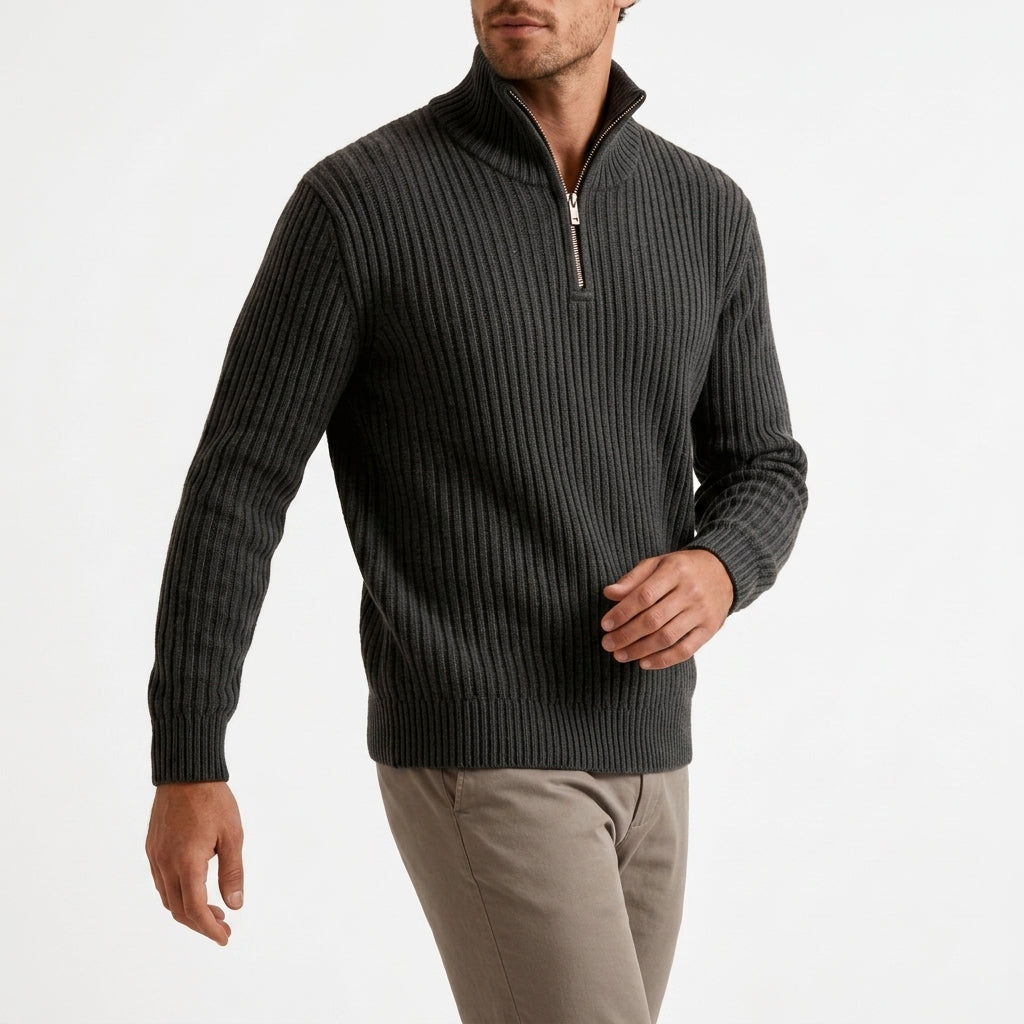Marcel Quarter-Zip Sweater - Dark Gray