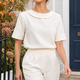 Hallie Round Neck Blouse - White