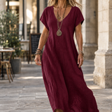Riley Relaxed Maxi Dress - Wine Red