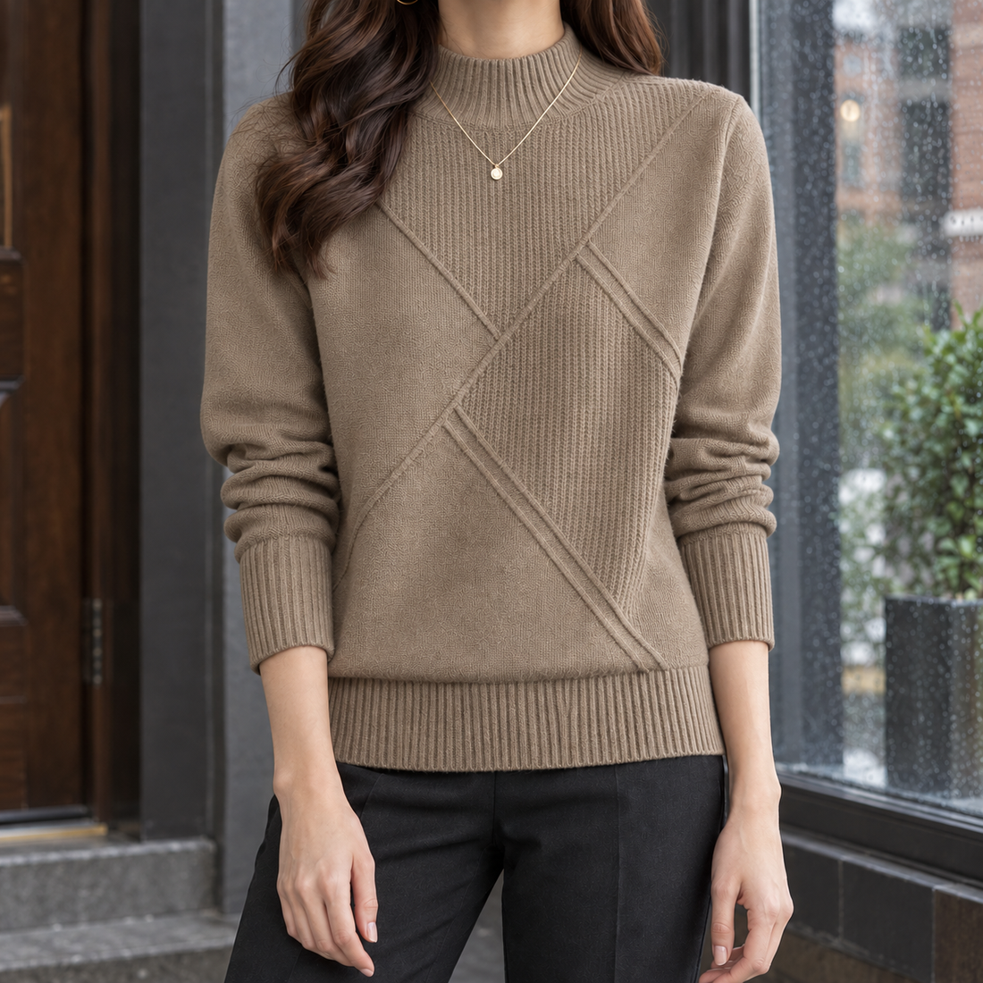Jemima Mock Neck Sweater - Camel