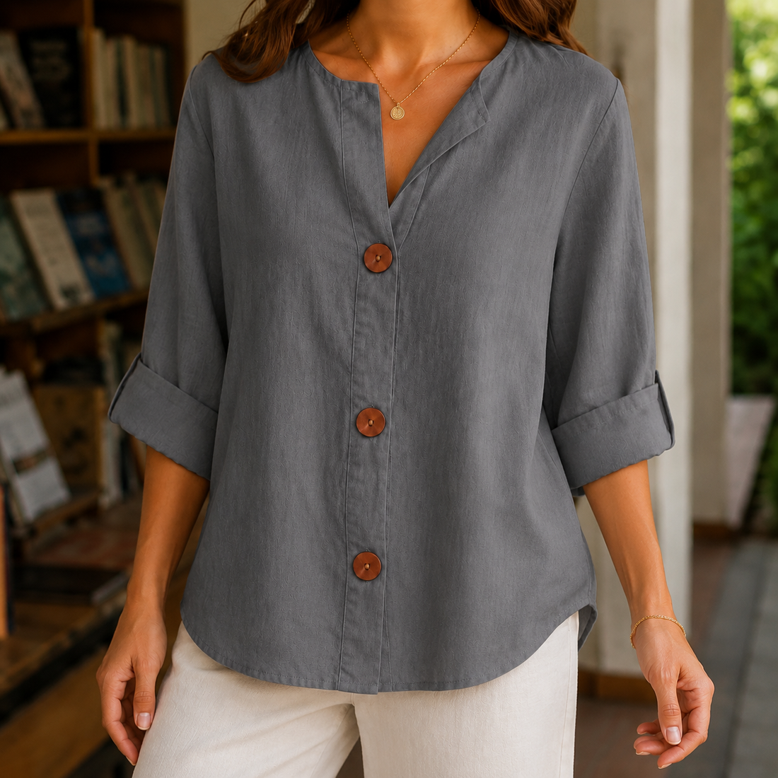 Lucille Relaxed Blouse - Gray