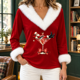 Etta Plush Trim Top - Red