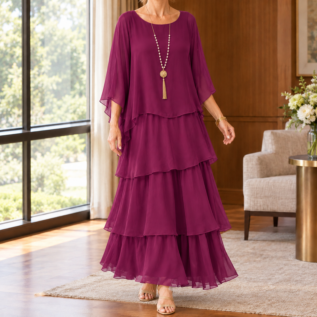 Tabitha Tiered Maxi Dress - Purple
