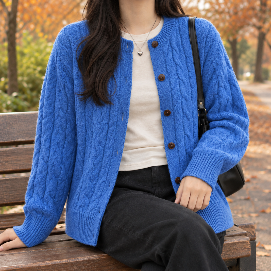 Joanna Cable Cardigan - Blue