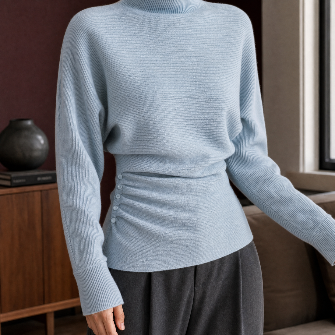 Sibylla Turtleneck Top - Blue