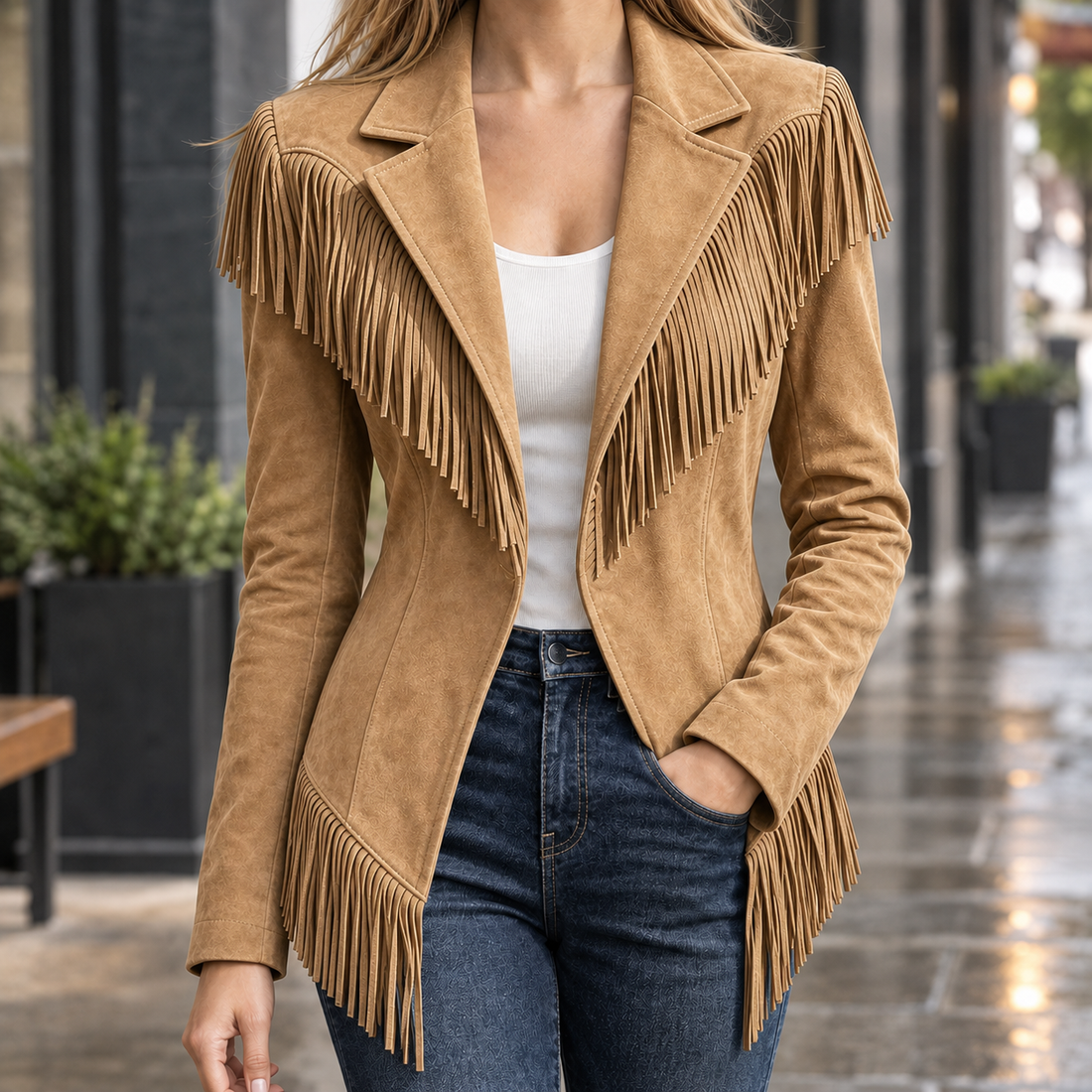 Rachel Suede Jacket - Tan