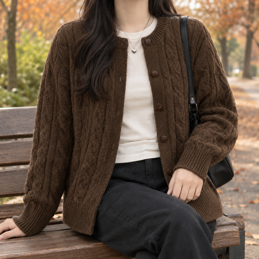 Joanna Cable Cardigan - Brown