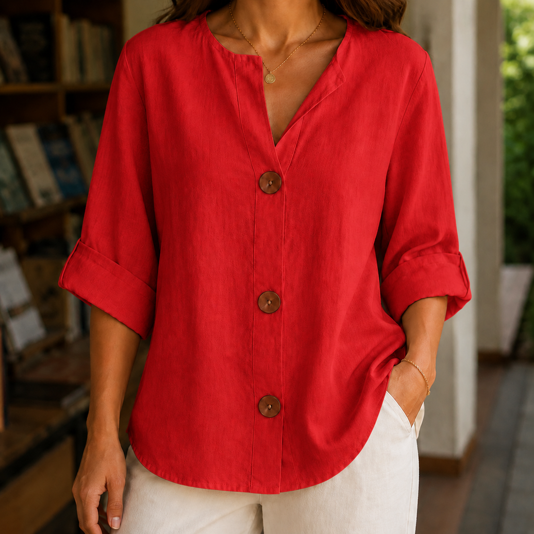 Lucille Relaxed Blouse - Red