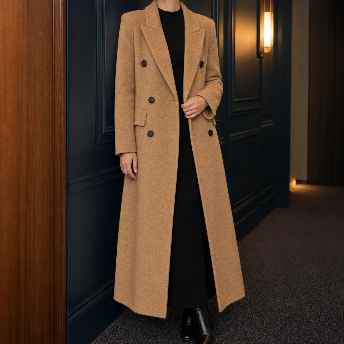 Danielle Double-Breasted Coat - Camel