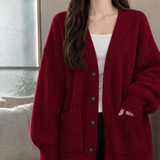 Keira Ribbed Cardigan - Burgundy
