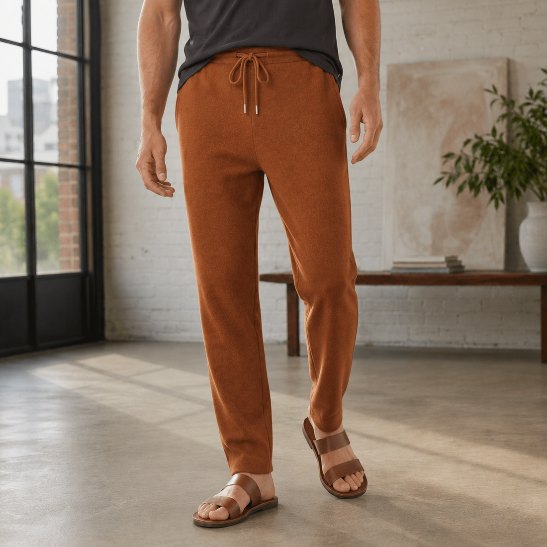 Ezra Merino Wool Pants - Brown