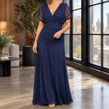 Celine Draped Maxi Dress - Blue