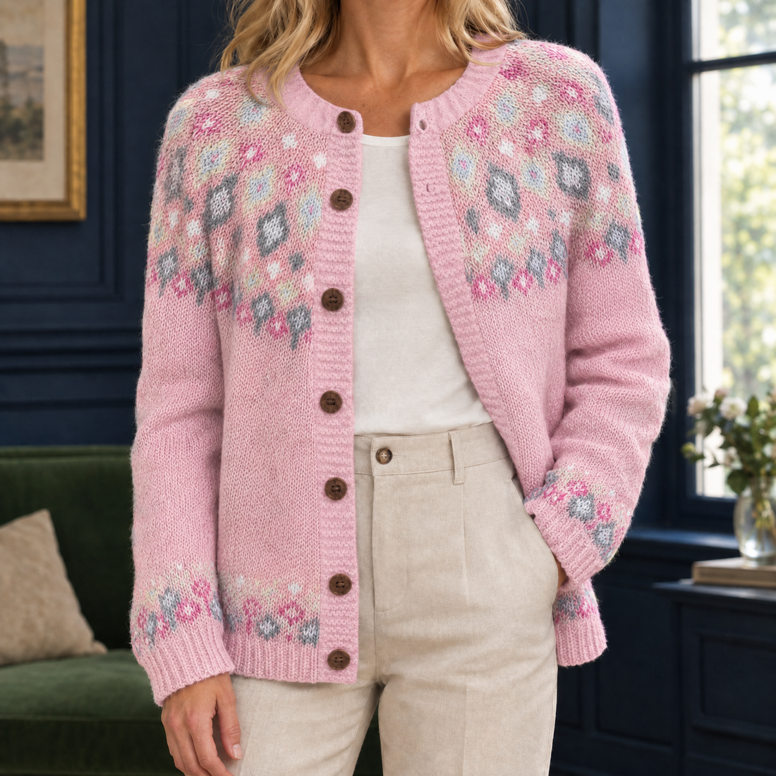 Ariane Floral Cardigan - Light Pink