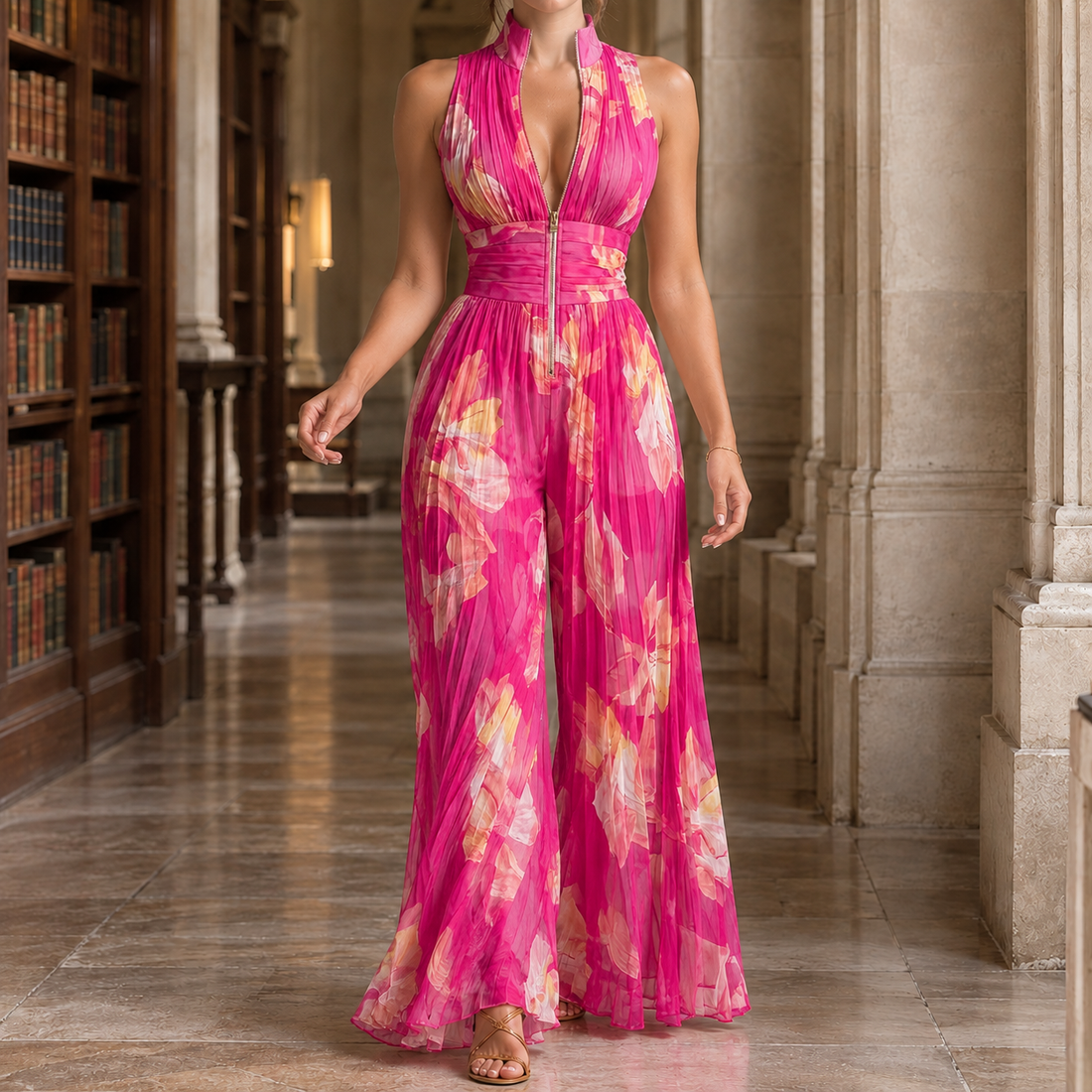 Salome Wide Leg Jumpsuit - Rose Red
