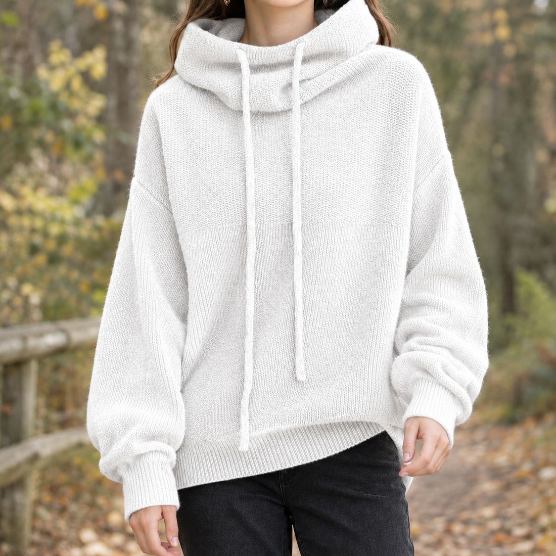 Ines Cowl Neck Sweater - White