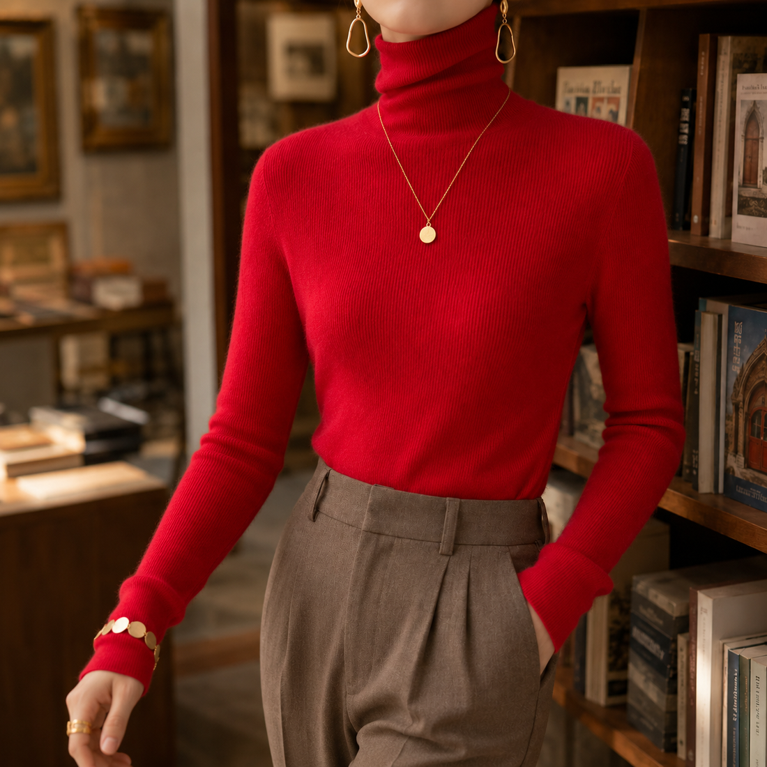 Gabriella Cashmere Turtleneck - Red