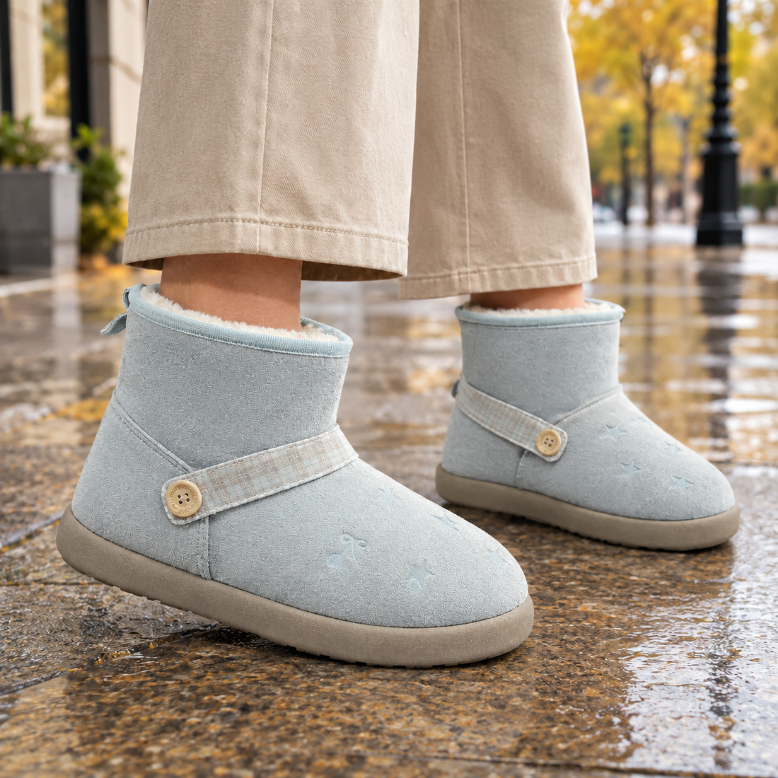 Ascoli Plush Lined Boots - Light Blue