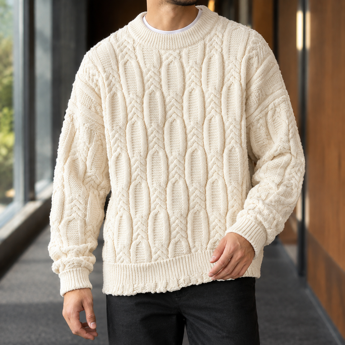 Fulbert Cable Sweater - White