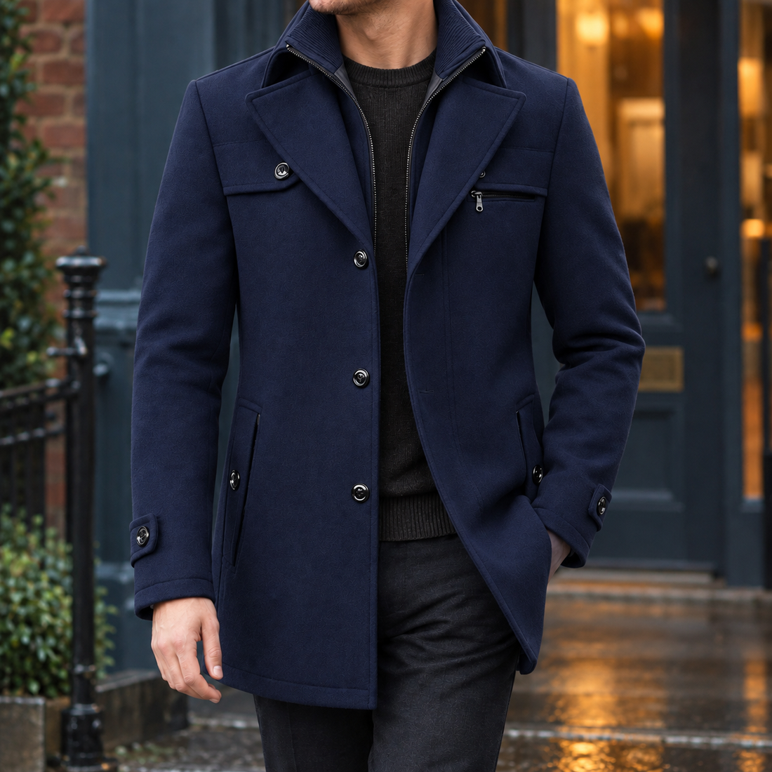 Nash Cashmere Coat - Navy