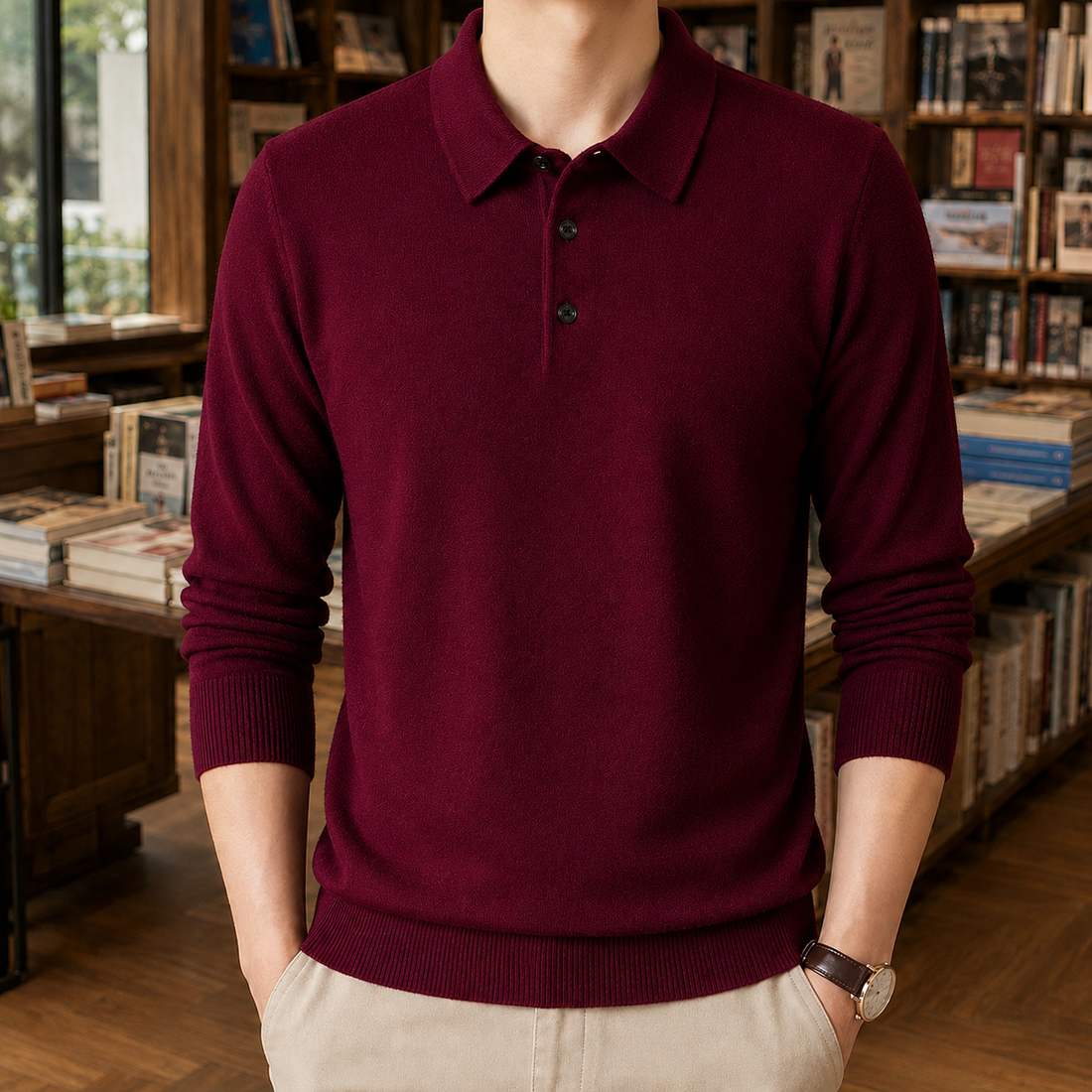 Julian Polo Sweater - Maroon Red