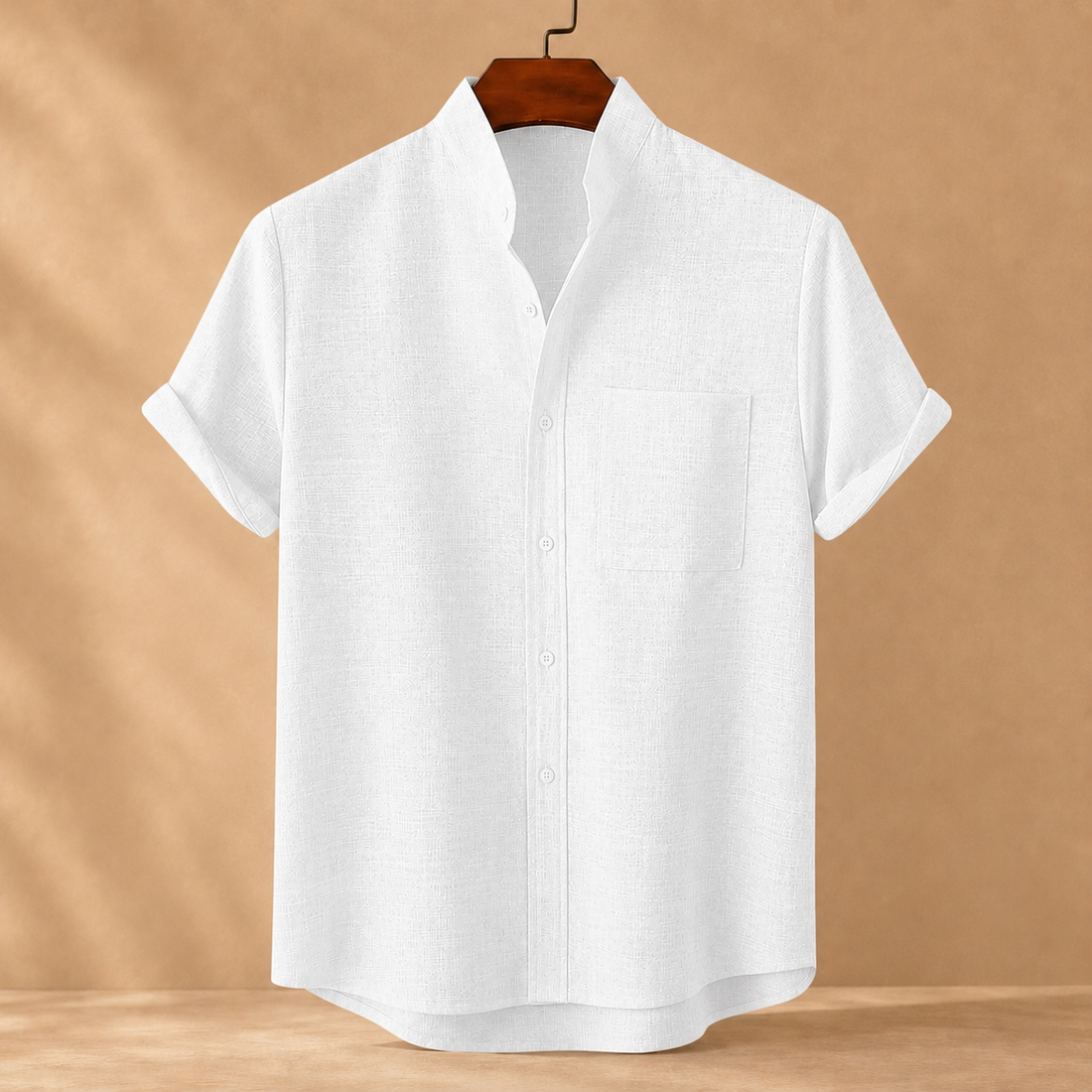 Benedict Stand Collar Shirt - White