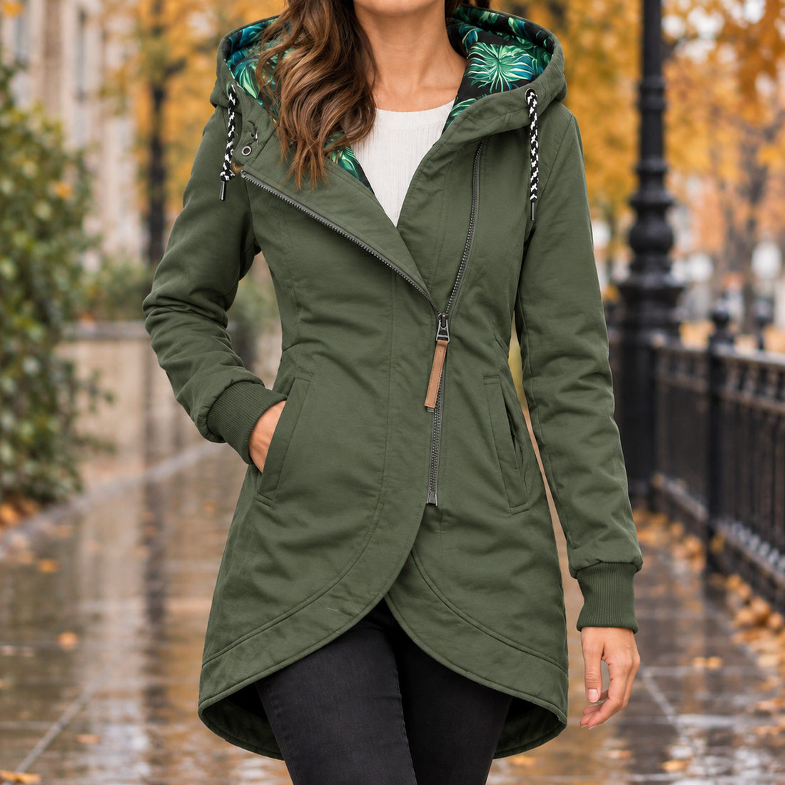 Lena Hooded Jacket - Military Green