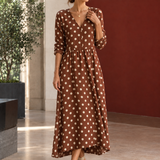 Lillian Relaxed Maxi Dress - Brown Polka Dot