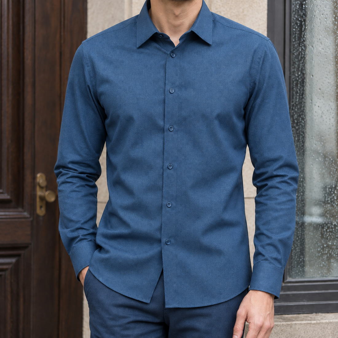 Brannock Wool Shirt - Peacock Blue