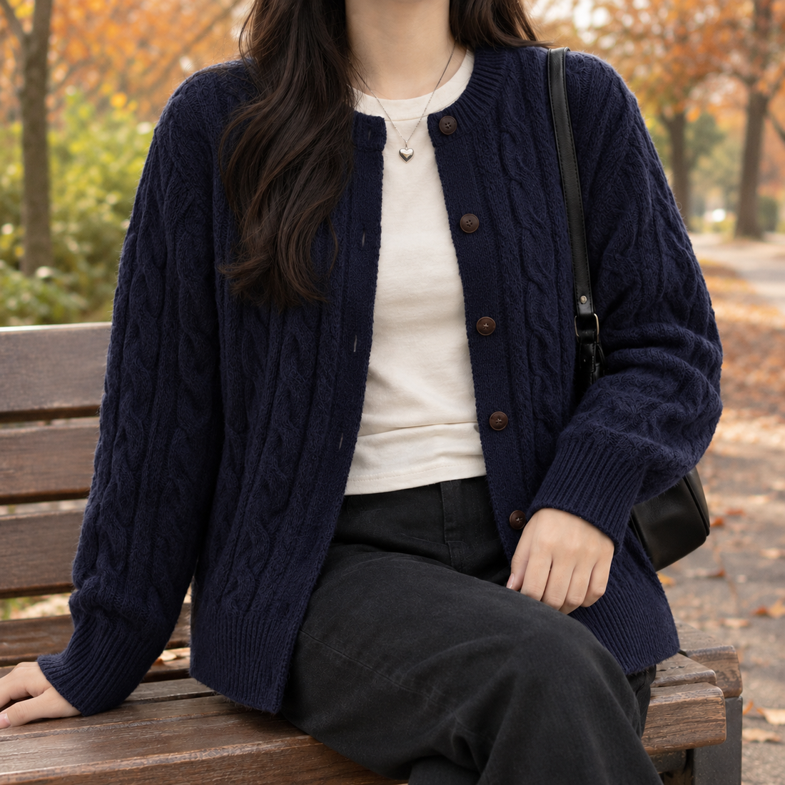 Joanna Cable Cardigan - Dark Blue
