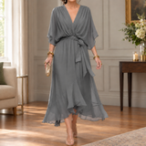 Cosima Handkerchief Midi Dress - Gray