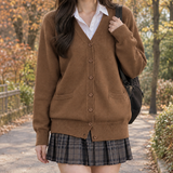 Griselda V-Neck Cardigan - Brown