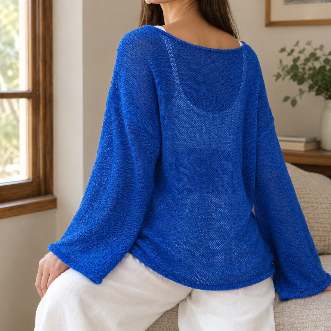 Iolanthe Relaxed Knit Top - Royal Blue
