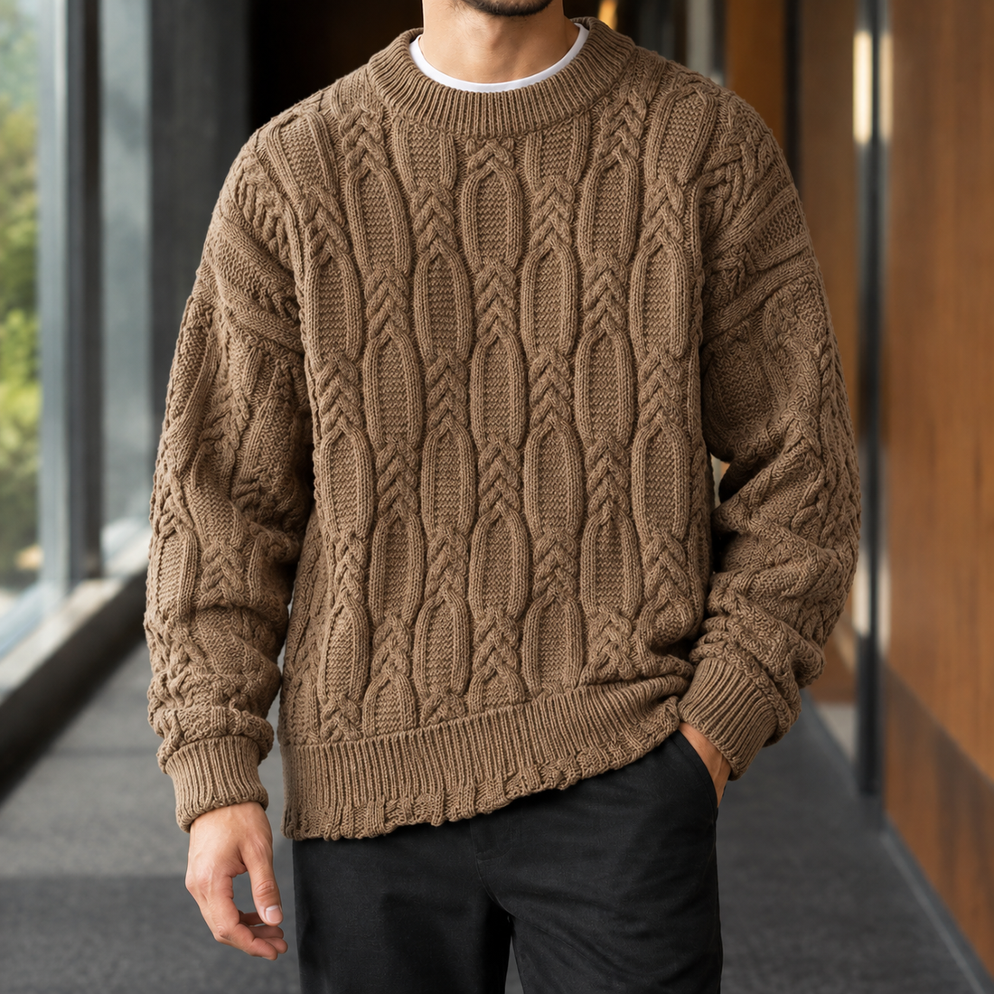 Fulbert Cable Sweater - Khaki
