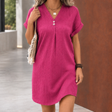 Hermione Relaxed Mini Dress - Rose Red