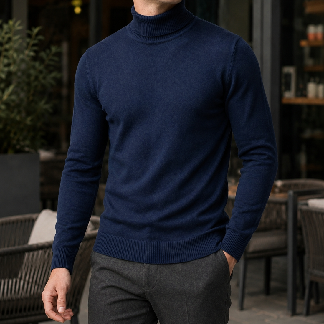 Roman Turtleneck Sweater - Dark Blue